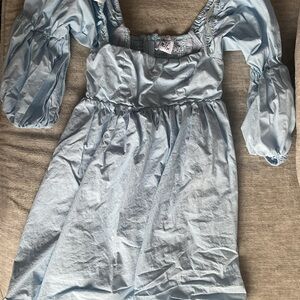 Princess Polly Light Blue Casual Dress with puffy sleeves